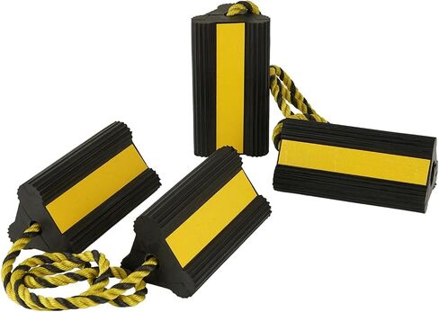 Nisorpa 4 Pack Wheel Chocks for Travel Trailers, Heavy Duty Rubber Rv Chock Block 8.3"x4.3"x4.1" Non-Slip Tire Chocks Wheel Stopper Wheel Stop Notch RV Stabilizers for Car/Trailers/Boat/Aircraft in Saudi Arabia