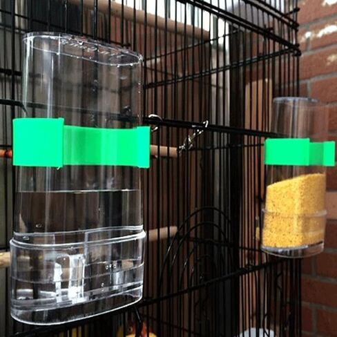 Hypeety Bird Feed Water Dispenser 2 PC Pet Feeder and Water Cup 200ml / 7.05 oz Clear Bird Cage Feeder for Finch Parakeet Small Bird (Color Random & Pack of 2) in Saudi Arabia