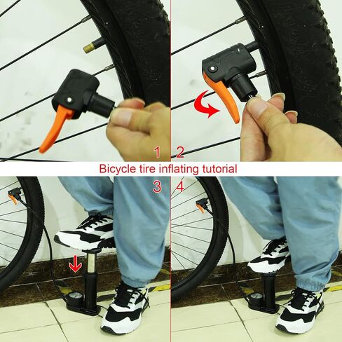 Tobefore Bike Floor Pump, Portable Bicycle Foot Pump with Presta and Schrader Valve, External Pressure Gauge, Mini Bike Pump for Mountain & Road Bike Balls in Saudi Arabia