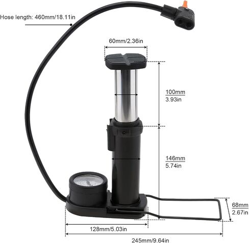 Tobefore Bike Floor Pump, Portable Bicycle Foot Pump with Presta and Schrader Valve, External Pressure Gauge, Mini Bike Pump for Mountain & Road Bike Balls in Saudi Arabia