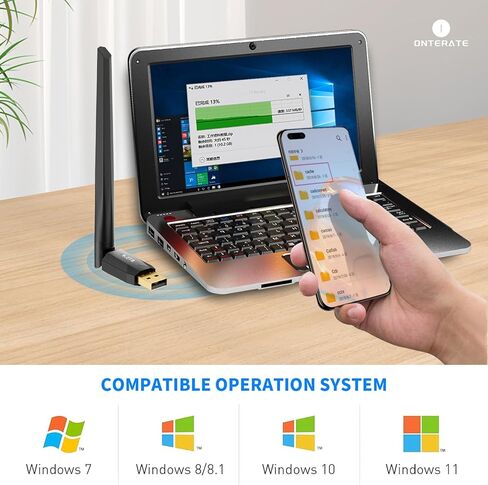 محول ONTERATE USB Bluetooth 5.4 Pro للكمبيوتر الشخصي 2024، جهاز استقبال دونجل بلوتوث طويل المدى مع BR+EDR+BLE+LMP13.X، دعم التوصيل والتشغيل Windows 11/10/8.1 لأجهزة الكمبيوتر المحمول المكتبية PS/Xbox Mouse in Kuwait