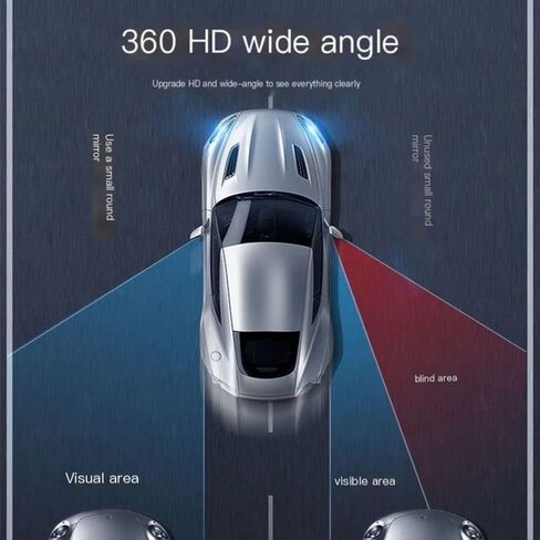 Hyshina 2-Pack 2" Round HD Glass Blind Spot Mirrors, Frameless Design 360° Adjustable Wide Angle Rear View Convex Mirrors for Cars, SUVs, Trucks in Kuwait