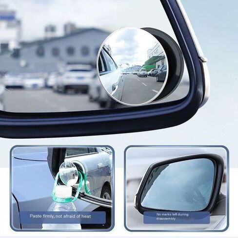 Hyshina 2-Pack 2" Round HD Glass Blind Spot Mirrors, Frameless Design 360° Adjustable Wide Angle Rear View Convex Mirrors for Cars, SUVs, Trucks in Kuwait