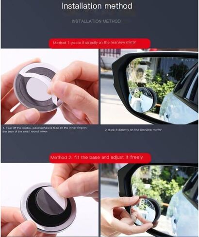 Hyshina 2-Pack 2" Round HD Glass Blind Spot Mirrors, Frameless Design 360° Adjustable Wide Angle Rear View Convex Mirrors for Cars, SUVs, Trucks in Kuwait