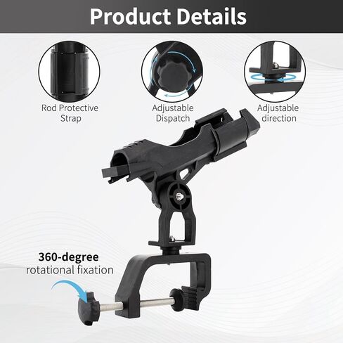 unitackcle 2 Pack Fishing Boat Rods Holder, Upgraded Fishing Pole Rod Racks with 360 Degree Adjustable Large Clamp Opening in Kuwait
