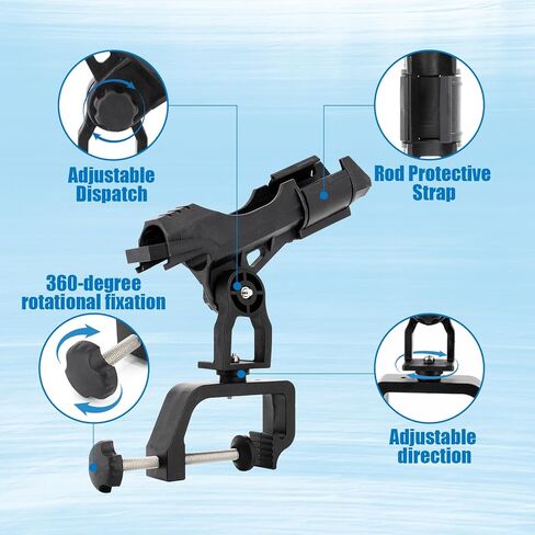 unitackcle 2 Pack Fishing Rod Holders for Boat, Fishing Pole Rod Racks with 360 Degree Adjustable Large 3.31inch Clamp Opening, for Fishing Boat, Kayaks in Kuwait