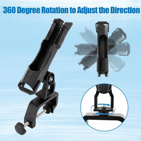 unitackcle 2 Pack Fishing Rod Holders for Boat, Fishing Pole Rod Racks with 360 Degree Adjustable Large 3.31inch Clamp Opening, for Fishing Boat, Kayaks in Kuwait