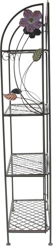 Deco 79 Metal Floral Indoor Outdoor Tall Folding 4 Shelf Bakers Rack, 25" x 12" x 68", Black in Saudi Arabia