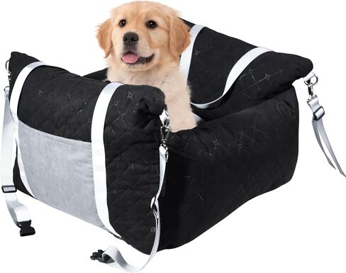 Omecon Dog Car Seat for Small/Medium Dogs Under 30lbs, Dog Booster Seat with Storage Pockets, Safety Leash, Thickened Cushion Filling Pet Travel Carrier Bed in Saudi Arabia