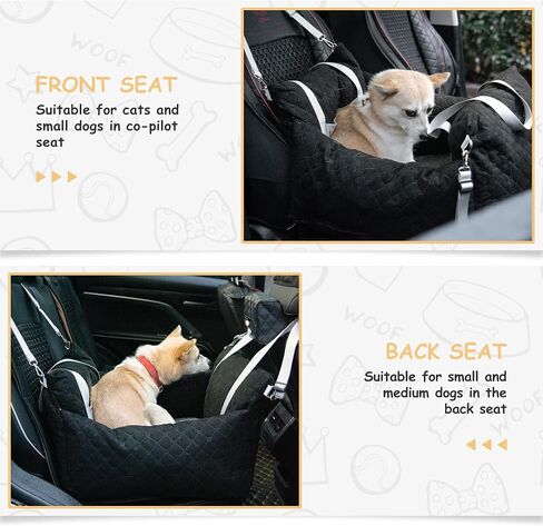 Omecon Dog Car Seat for Small/Medium Dogs Under 30lbs, Dog Booster Seat with Storage Pockets, Safety Leash, Thickened Cushion Filling Pet Travel Carrier Bed in Saudi Arabia