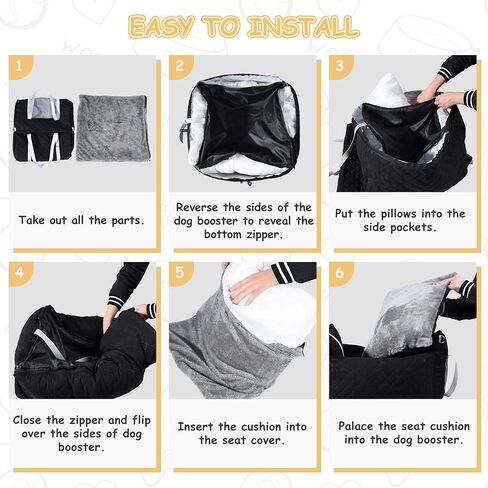 Omecon Dog Car Seat for Small/Medium Dogs Under 30lbs, Dog Booster Seat with Storage Pockets, Safety Leash, Thickened Cushion Filling Pet Travel Carrier Bed in Saudi Arabia