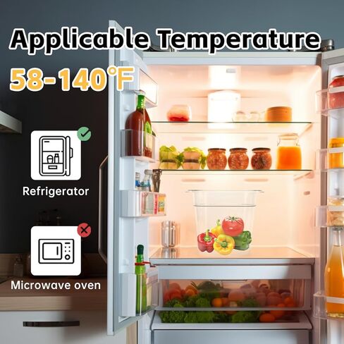 4 عبوات من مقالي الطعام الشفافة من ISUSSER، حاويات تخزين طعام تجارية عميقة مقاس 1/6 مقاس 6 بوصات، مقلاة من البولي كربونات قابلة للتكديس مع مؤشر للسعة in Kuwait