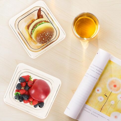 4 عبوات من مقالي الطعام الشفافة من ISUSSER، حاويات تخزين طعام تجارية عميقة مقاس 1/6 مقاس 6 بوصات، مقلاة من البولي كربونات قابلة للتكديس مع مؤشر للسعة in Kuwait