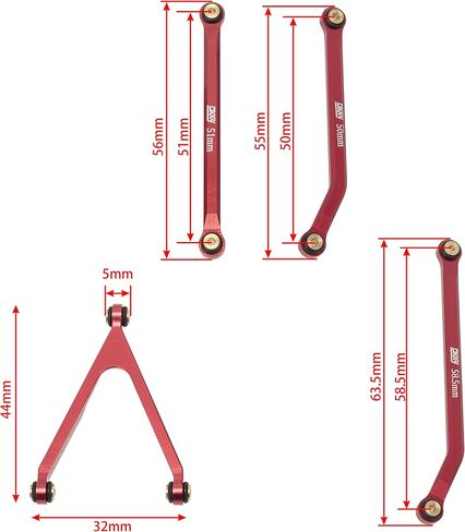 DKKY CNC Aluminum High Clearance Chassis Links for 1/24 RC Crawler Axial SCX24 AXI00001 C10 AXI00002 Jeep JLU Ford Bronco AXI00006 (Red) in Saudi Arabia