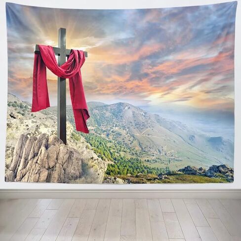 BELECO Jesus Tapestry Empty Tomb Jesus Crucifixion Shroud Art Wall Decor Resurrection of Jesus Backdrop with Cross Tapestry Easter Backdrop Church Poster Home Decor for Bedroom Living Room Dorm Room in Saudi Arabia