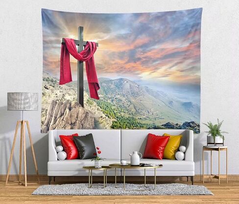 BELECO Jesus Tapestry Empty Tomb Jesus Crucifixion Shroud Art Wall Decor Resurrection of Jesus Backdrop with Cross Tapestry Easter Backdrop Church Poster Home Decor for Bedroom Living Room Dorm Room in Saudi Arabia