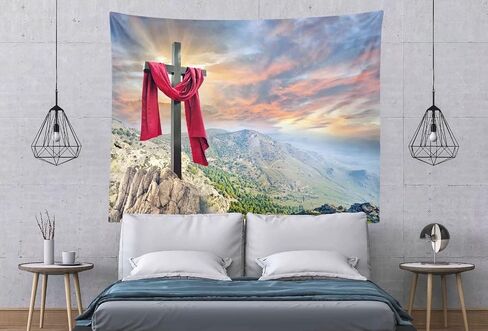 BELECO Jesus Tapestry Empty Tomb Jesus Crucifixion Shroud Art Wall Decor Resurrection of Jesus Backdrop with Cross Tapestry Easter Backdrop Church Poster Home Decor for Bedroom Living Room Dorm Room in Saudi Arabia