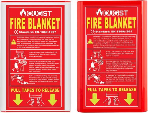 بطانيات حريق الطوارئ من السيليكون من Ougist مكونة من قطعتين - استجابة سريعة للمنزل والمطبخ - بطانية أمان مصنوعة من الألياف الزجاجية مقاس 40 بوصة × 40 بوصة in Kuwait