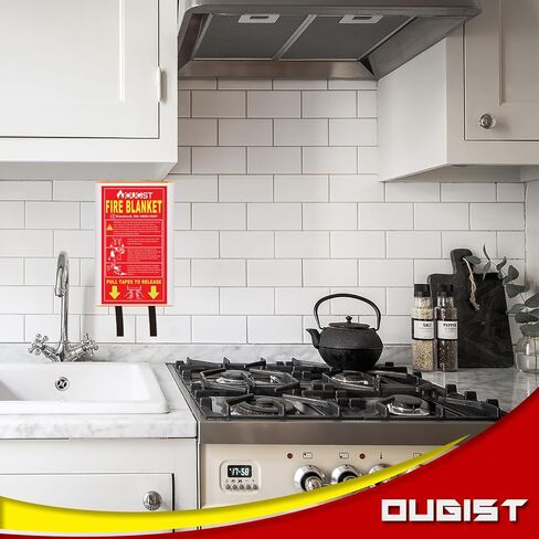 بطانيات حريق الطوارئ من السيليكون من Ougist مكونة من قطعتين - استجابة سريعة للمنزل والمطبخ - بطانية أمان مصنوعة من الألياف الزجاجية مقاس 40 بوصة × 40 بوصة in Kuwait