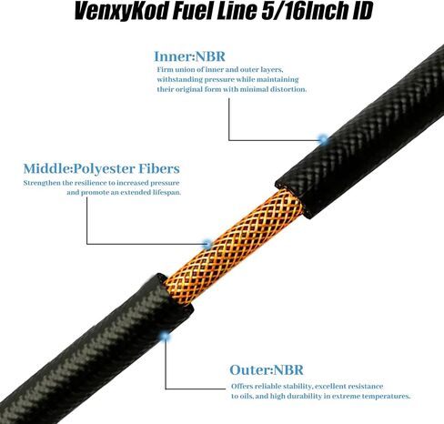 خط الوقود 3/8 بوصة معرف، 10FT أسود NBR المطاط دفع قفل خرطوم الوقود ارتفاع ضغط 300PSI لخرطوم محركات الوقود السيارات in Kuwait