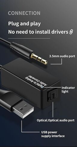 كابل بصري تناظري صوتي رقمي 3.5 مم إلى RCA USB محول Hdmi محول Aux Coax Box فيديو USB Spdif Slink Dac لجهاز استقبال التلفزيون الرقمي Dac محول محول بصري رقمي Toslink Decoder in Kuwait