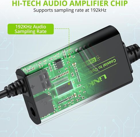 LiNKFOR 3.5mm to SPDIF Converter Analog to Digital Audio Adapter for Enhanced Sound Toslink Optical Output 3.5mm to Optical with Optical Cable for Amplifiers & Soundbars in Saudi Arabia