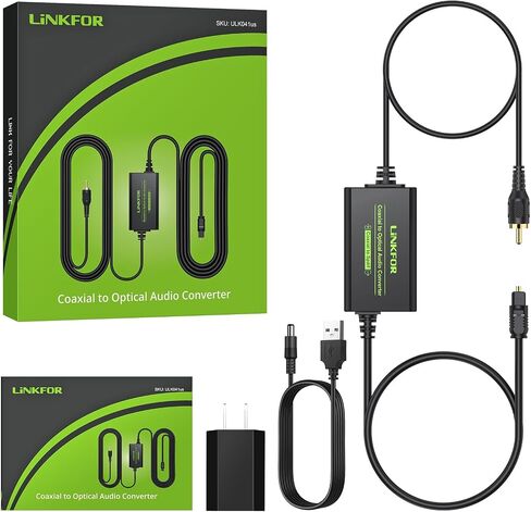 LiNKFOR 3.5mm to SPDIF Converter Analog to Digital Audio Adapter for Enhanced Sound Toslink Optical Output 3.5mm to Optical with Optical Cable for Amplifiers & Soundbars in Saudi Arabia
