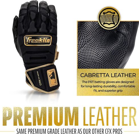 Franklin Sports MLB Batting Gloves - CFX Pro PRT Heavy Duty Protective Baseball + Softball Batting Gloves - Adult Padded Reinforced Leather Batting Gloves in Kuwait