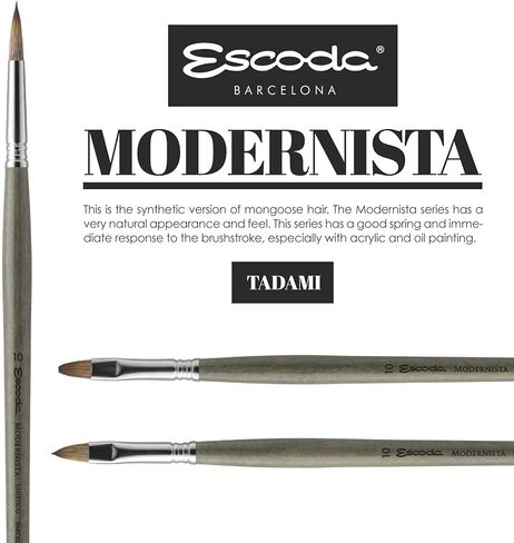فرشاة طلاء ذات مقبض طويل من Escoda Modernista SeriesArtist Oil & Acrylic، ساطعة/تظليل، مقاس 14، نمس صناعي in Kuwait