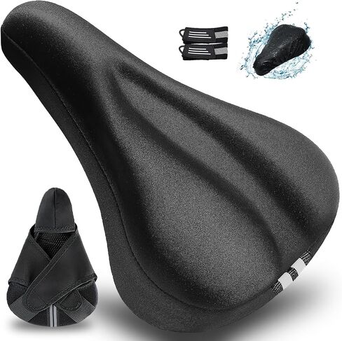 【New】Gel Bike Seat Cushion Cover Extra Soft padded Bicycle Seat Cover for Women Men, Most Comfortable Bike Saddle Cover Fits Peloton/Mountain/Stationary/Spin Class Exercise Bike Indoor&Outdoor Cycling in Kuwait