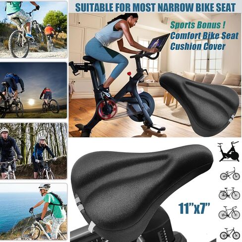 【New】Gel Bike Seat Cushion Cover Extra Soft padded Bicycle Seat Cover for Women Men, Most Comfortable Bike Saddle Cover Fits Peloton/Mountain/Stationary/Spin Class Exercise Bike Indoor&Outdoor Cycling in Kuwait