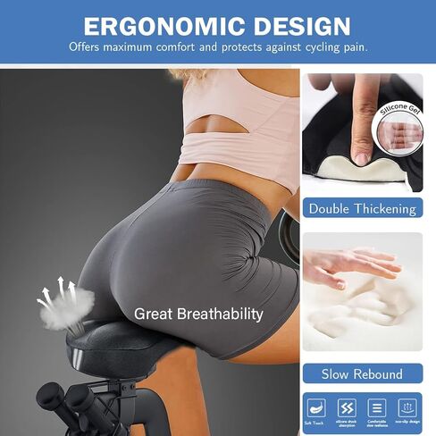 【New】Gel Bike Seat Cushion Cover Extra Soft padded Bicycle Seat Cover for Women Men, Most Comfortable Bike Saddle Cover Fits Peloton/Mountain/Stationary/Spin Class Exercise Bike Indoor&Outdoor Cycling in Kuwait
