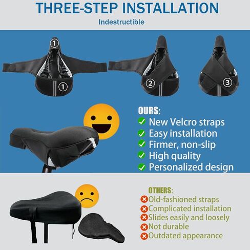 【New】Gel Bike Seat Cushion Cover Extra Soft padded Bicycle Seat Cover for Women Men, Most Comfortable Bike Saddle Cover Fits Peloton/Mountain/Stationary/Spin Class Exercise Bike Indoor&Outdoor Cycling in Kuwait
