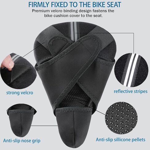 【New】Gel Bike Seat Cushion Cover Extra Soft padded Bicycle Seat Cover for Women Men, Most Comfortable Bike Saddle Cover Fits Peloton/Mountain/Stationary/Spin Class Exercise Bike Indoor&Outdoor Cycling in Kuwait