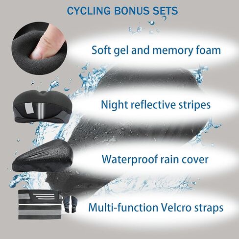 【New】Gel Bike Seat Cushion Cover Extra Soft padded Bicycle Seat Cover for Women Men, Most Comfortable Bike Saddle Cover Fits Peloton/Mountain/Stationary/Spin Class Exercise Bike Indoor&Outdoor Cycling in Kuwait
