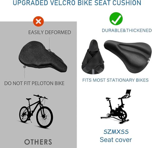 【New】Gel Bike Seat Cushion Cover Extra Soft padded Bicycle Seat Cover for Women Men, Most Comfortable Bike Saddle Cover Fits Peloton/Mountain/Stationary/Spin Class Exercise Bike Indoor&Outdoor Cycling in Kuwait