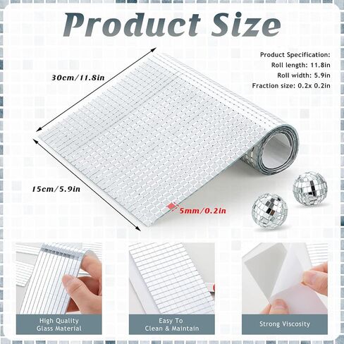 5400pcs 5x5mm Silvery Self-Adhesive Square Mirror Mosaic Tiles in Saudi Arabia