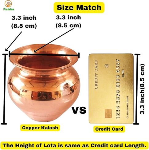 NAISHA Indian 100% Copper Kalash, Lota for Puja Wedding Purpose Temple Decoration 350 ML (8.5 cm, Height) in Saudi Arabia