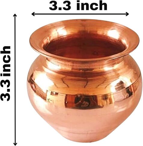 NAISHA Indian 100% Copper Kalash, Lota for Puja Wedding Purpose Temple Decoration 350 ML (8.5 cm, Height) in Saudi Arabia