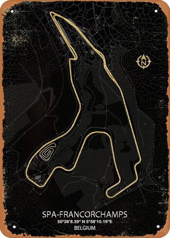 Zuhhgii Formula One Tracks Spa Francorchamps Circuit Wall Art 12"x 8" Metal Tin Retro Vintage Sign in Saudi Arabia