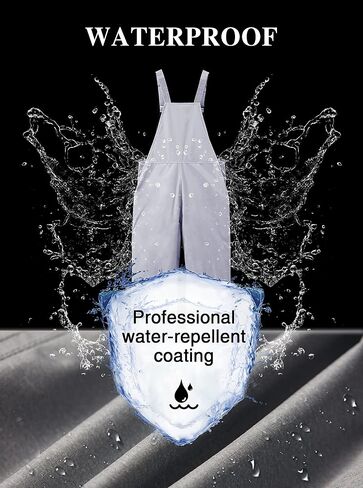 WULFUL Kids Waterproof Ski Bib Boys Girls Winter Snow Pants Light Grey in Saudi Arabia