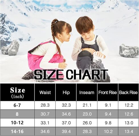 WULFUL Kids Waterproof Ski Bib Boys Girls Winter Snow Pants Light Grey in Saudi Arabia
