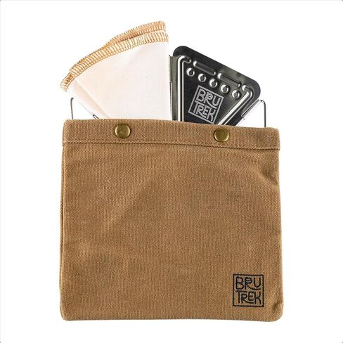 BruTrek Collapsible Pour Over Camping Coffee Maker - Stainless Steel Travel Brewing Kit, Reusable Cotton CoffeeSock Filters, Canvas Pouch Carrying Bag, Compact Packable Lightweight Design in Saudi Arabia