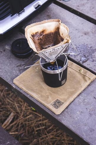 BruTrek Collapsible Pour Over Camping Coffee Maker - Stainless Steel Travel Brewing Kit, Reusable Cotton CoffeeSock Filters, Canvas Pouch Carrying Bag, Compact Packable Lightweight Design in Saudi Arabia