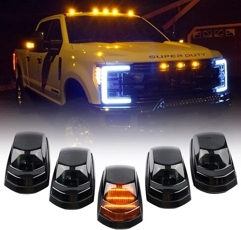 NSLUMO LED Cab Marker Lights Compatible w/ 2017-2022 F'ord F250 F350 Super Duty Front Amber Roof Mounted Cab Light Kit Smoked Lens OEM Fit Roof Running Cab Marker Lamps for Trucks in Saudi Arabia
