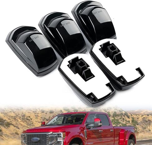 NSLUMO LED Cab Marker Lights Compatible w/ 2017-2022 F'ord F250 F350 Super Duty Front Amber Roof Mounted Cab Light Kit Smoked Lens OEM Fit Roof Running Cab Marker Lamps for Trucks in Saudi Arabia