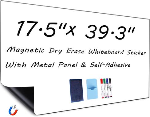 Magnetic Whiteboard Contact Paper - Self-Adhesive Dry Erase Board Sticker for Walls - Ideal Writing Surface for Office or Home - Includes Marker, Magnetic Eraser, and Holder in Saudi Arabia