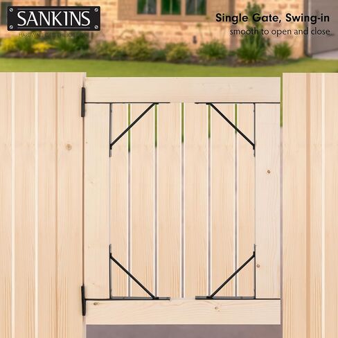SANKINS دعامة زاوية بوابة مضادة للتدلي، طقم إطار بوابة عالي التحمل مع مزلاج بوابة ذاتية القفل، أجهزة بوابة سوداء للسياج الخشبي، أبواب السقيفة، بوابات الممر، بوابات كورال، نوافذ خشبية in Kuwait