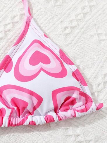 COZYEASE Girl's 3 Piece Swimsuits Heart Print Halter Triangle Cute Bikini Bathing Suit with Cover Up Skirt in Saudi Arabia