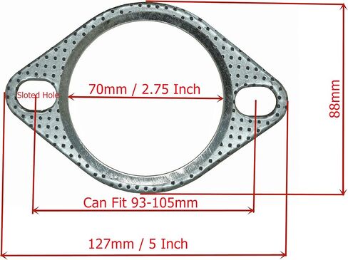Dsnaduo 2-Bolt 2.75 بوصة حشية شفة العادم توربو/مشعب/رأس لأسفل/شفة أنبوب تفريغ، جرافيت بدرجة حرارة عالية للرؤوس، Catback، Axleback، MLSG حشية عادم عالية الحرارة (5 عبوات) (70 مم) in Saudi Arabia